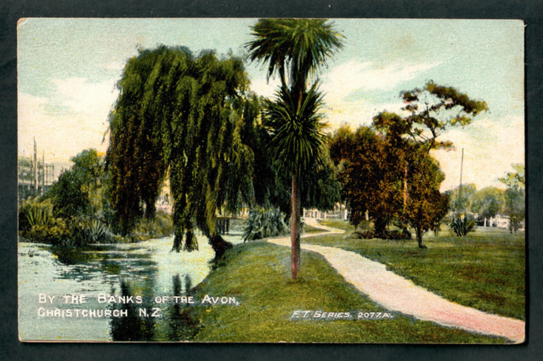 Coloured Postcard. By the Banks of the Avon Christchurch. - 48413 - Postcard image 0