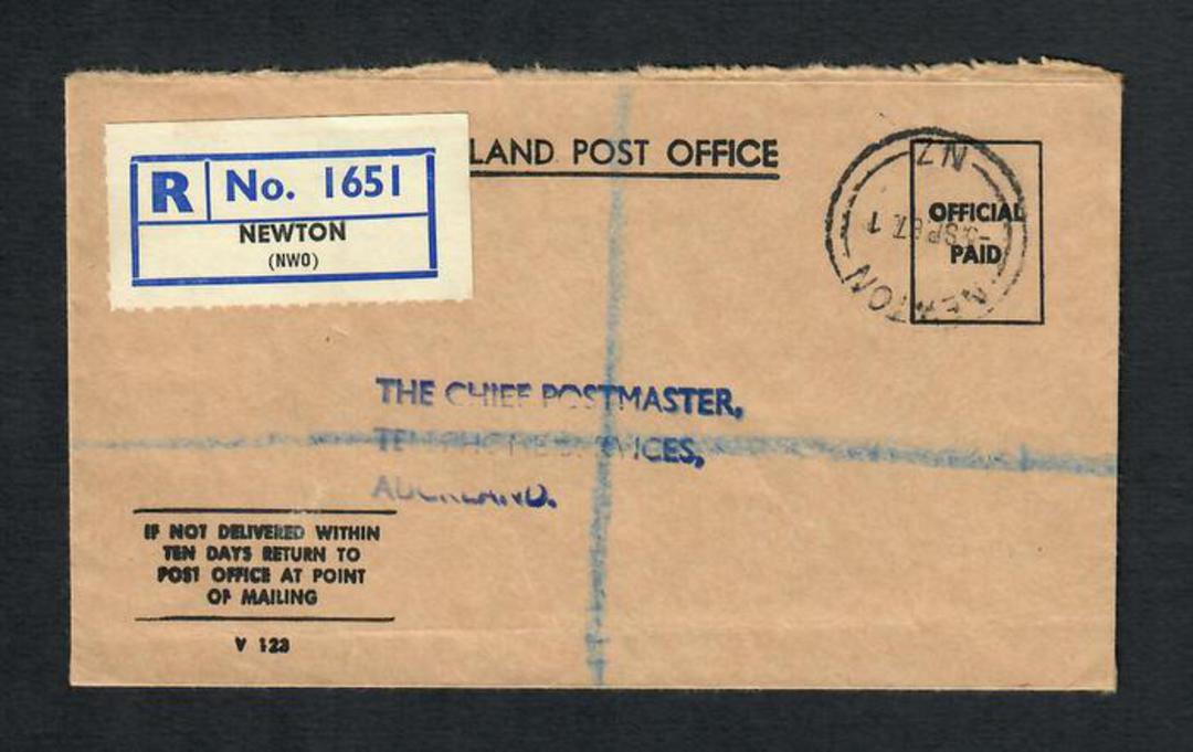 NEW ZEALAND 1967 Registered Letter Official Paid from Newton to Auckland. - 31523 - PostalHist image 0
