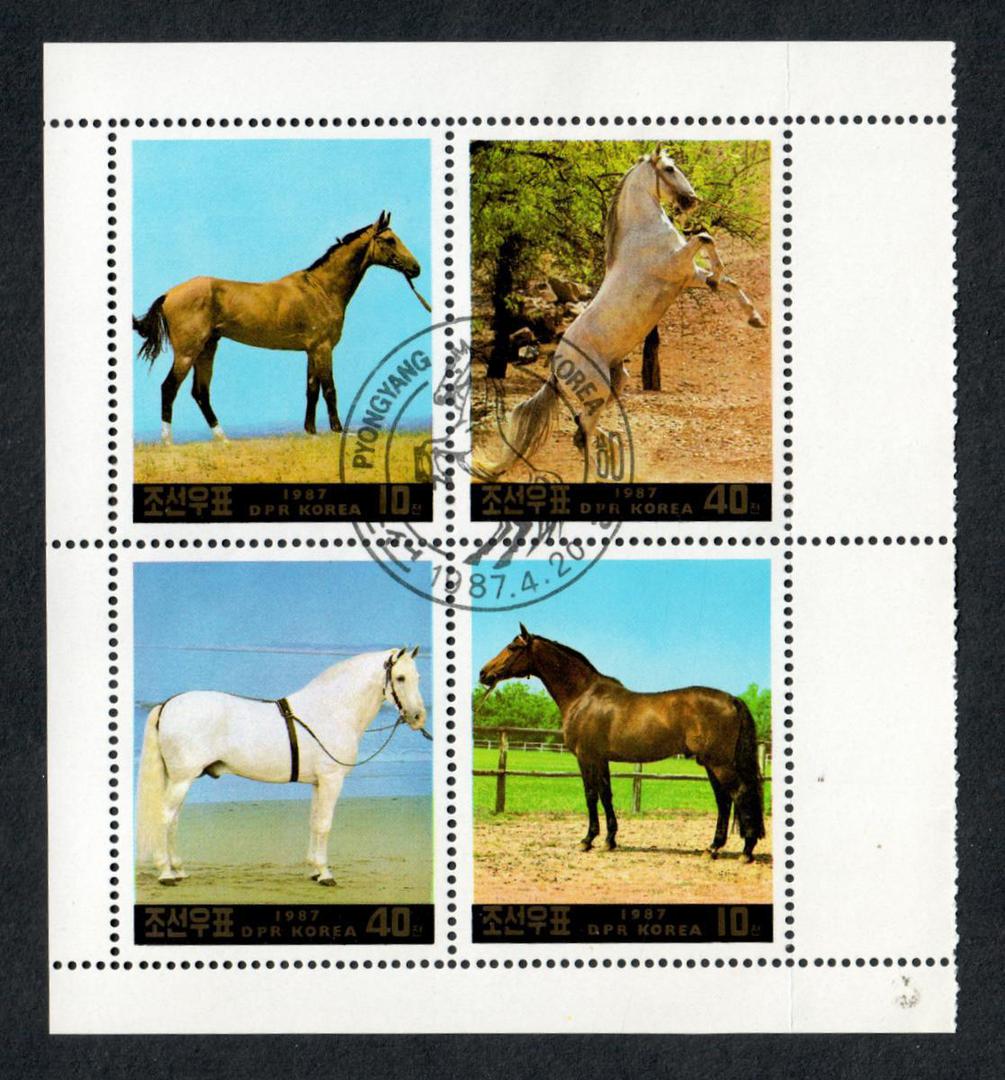 NORTH KOREA 1987 Horses. Sheetlet of 4. - 56714 - CTO image 0