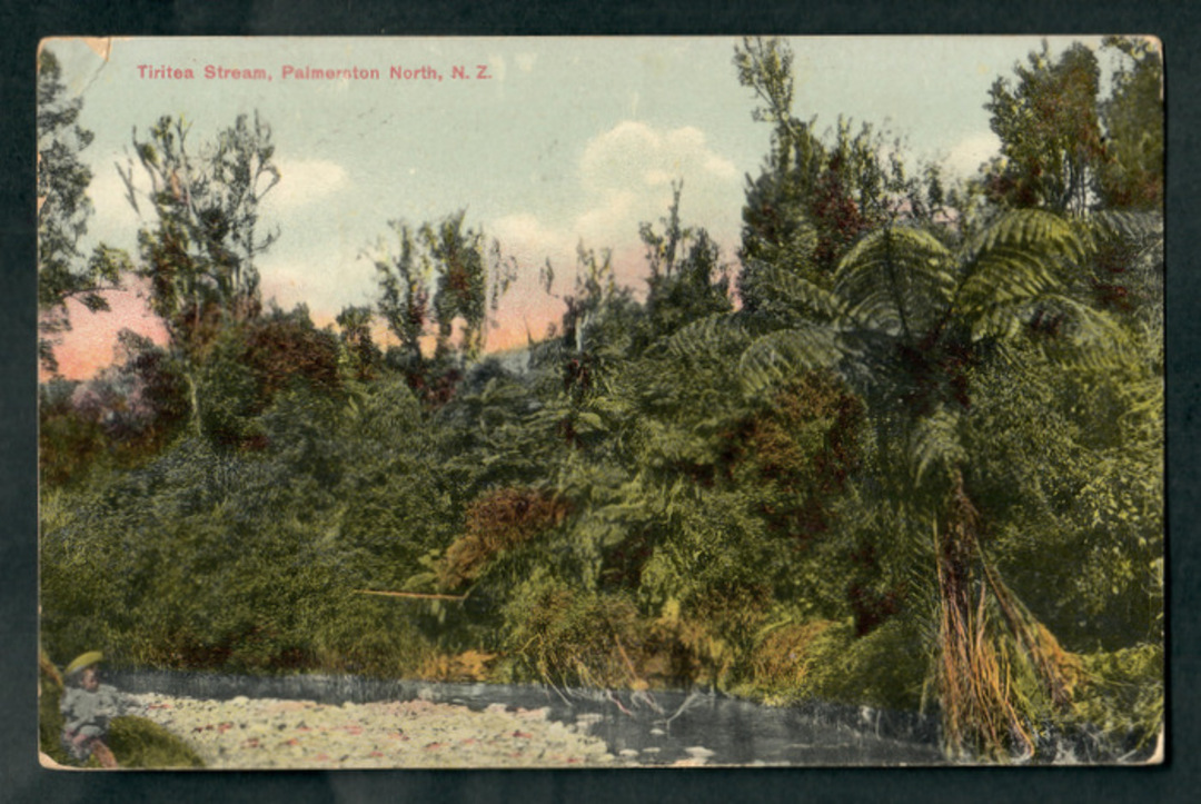 Coloured postcard of Tiritea Stream Palmerston North - 47264 - Postcard image 0