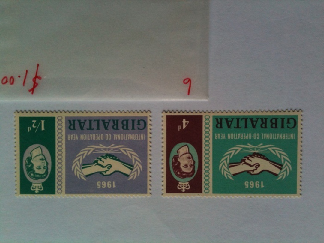 GIBRALTAR 1965 International Co-operation Year. Set of 2. - 6 - Mint image 0