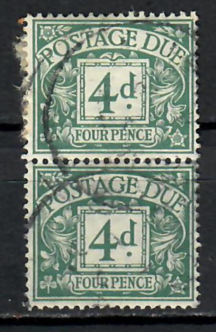 GREAT BRITAIN 1937 Postage Due 4d Dull Grey-Green. Nice pair. - 74433 - Used image 0