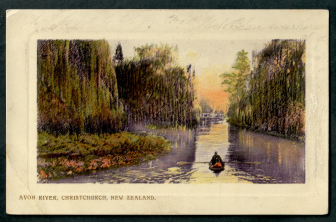 Coloured postcard of Avon River Christchurch. - 48489 - Postcard image 0