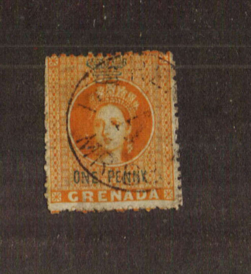 GRENADA 1883 Revenue stamp with a nice presumably fiscal postmark. Cut up left. - 71464 - Used image 0