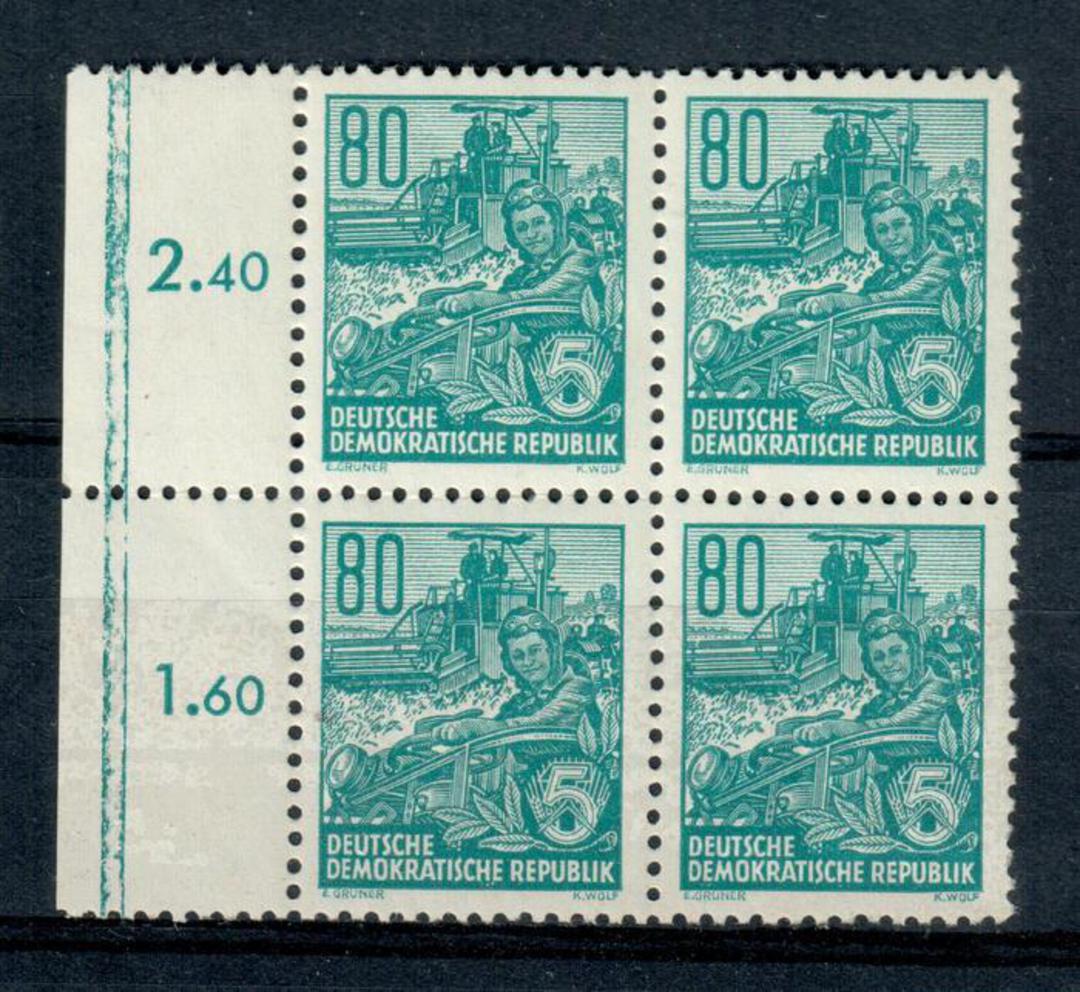 EAST GERMANY 1953 Definitive 60pf Bright Blue. Nice block of 4. - 21391 - UHM image 0