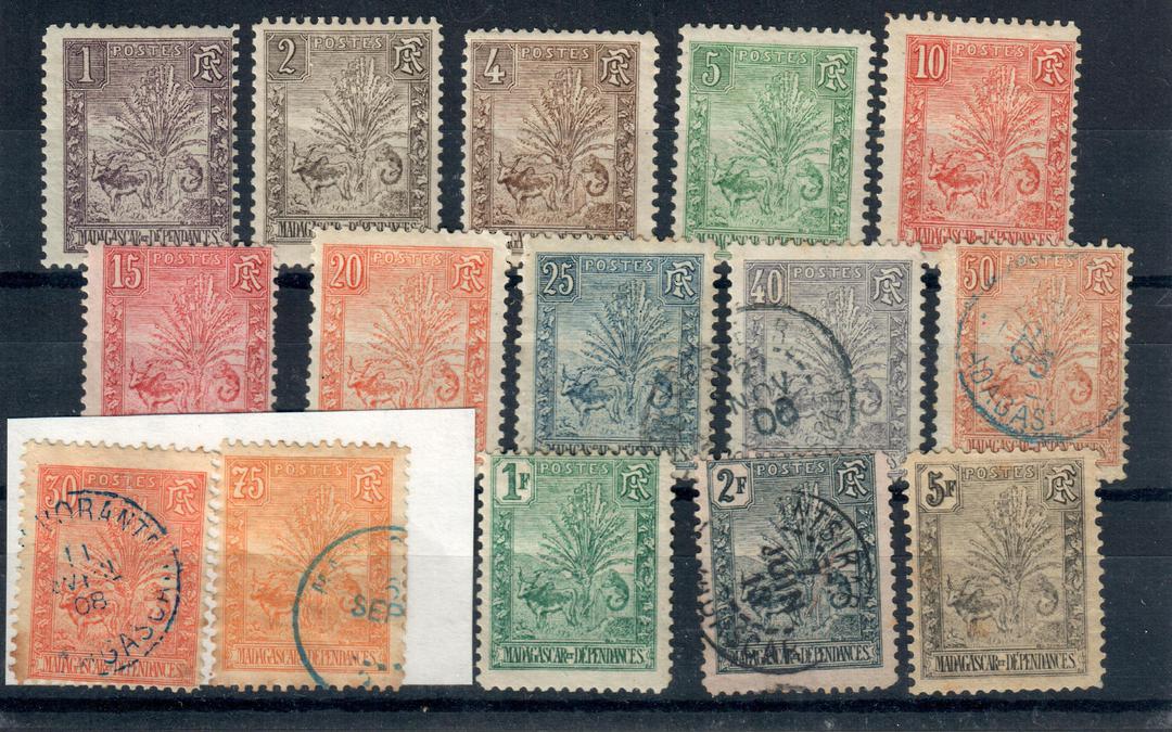 MADAGASCAR 1903 Definitives. Set of 15. Mixed mint and used. - 20975 - Mixed image 0