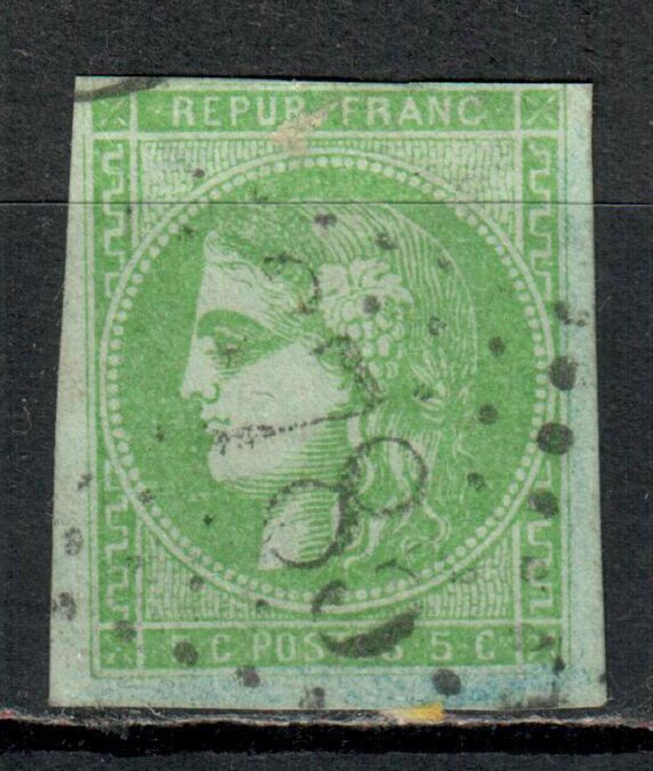 FRANCE 1870 Definitive 5c Green. Litho at Bordeaux, which was the seat of French Government during the Seige of Paris. 4 large m image 0