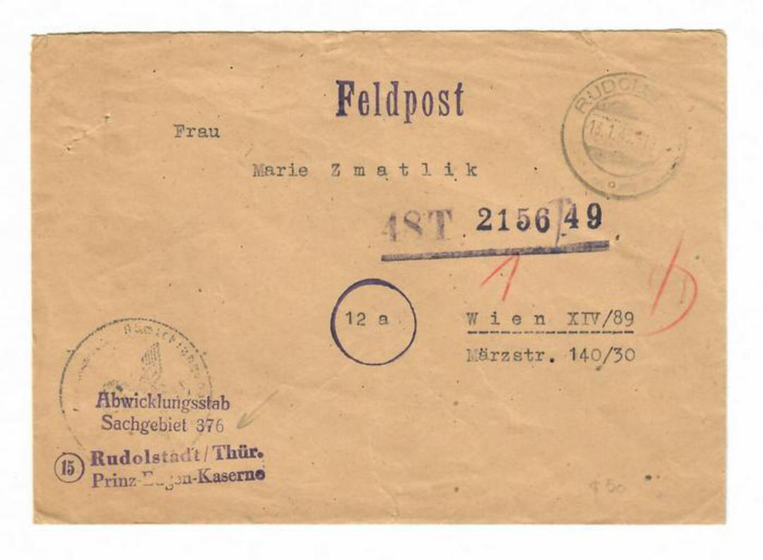 GERMANY 1945 Feldpost to Vienna. Various cachets. Postmarked 13/1/45. - 30265 - PostalHist image 0