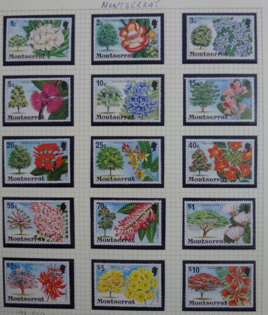 MONTSERRAT 1976 Definitives Flowering Trees. Set of 15. - 58847 - UHM image 0