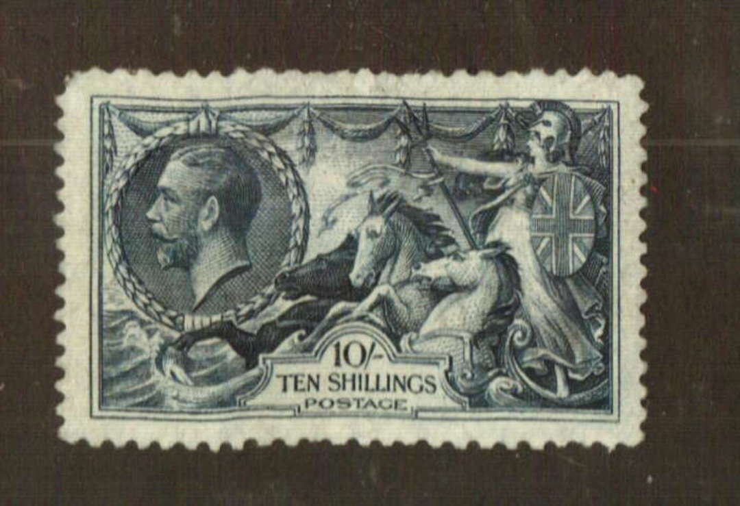 GREAT BRITAIN 1918 Geo 5th Definitive 10/- Dull Grey-Blue. Poor corner. A few other short perfs. As is. - 74465 - Mint image 0