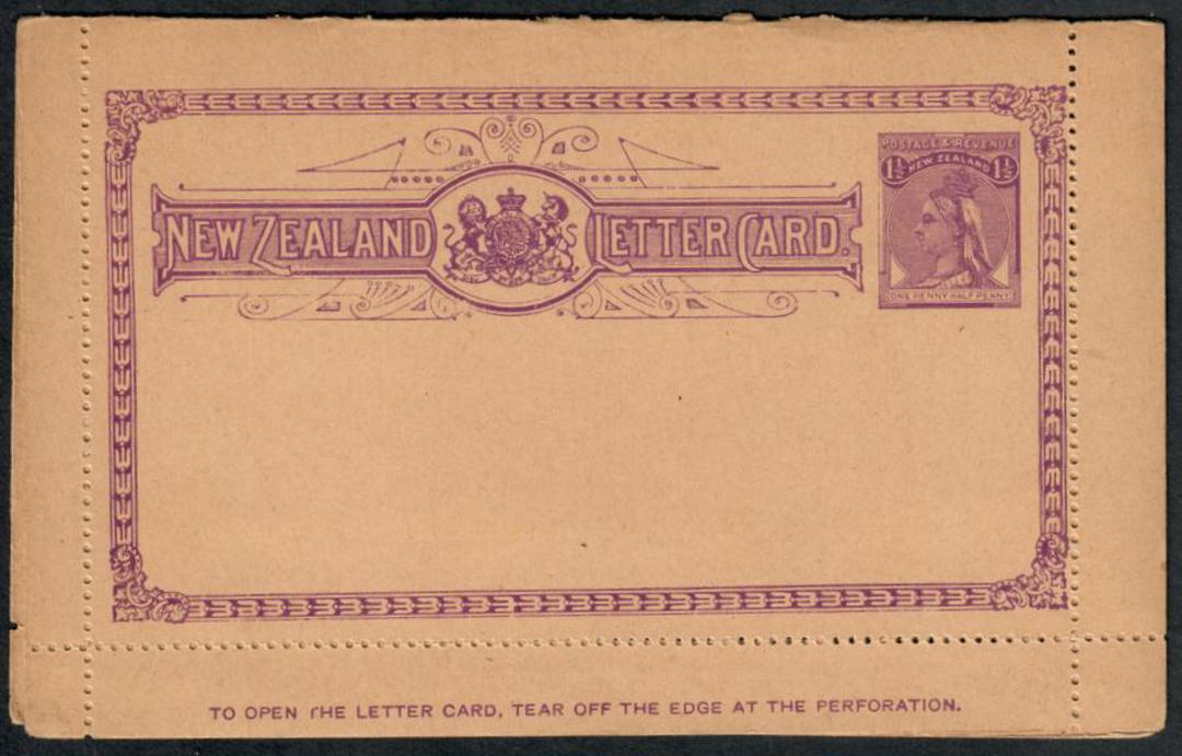 NEW ZEALAND 1897 Victoria 1st Lettercard 1½d Purple with Views on the reverse. - 34104 - PostalStaty image 1