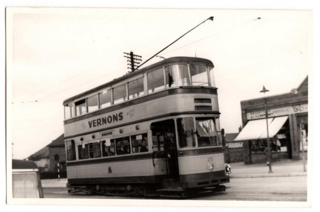 Real Photograph by tramspotter of Sheffield Corporation Tramways Car 275. - 242274 - Photograph image 0