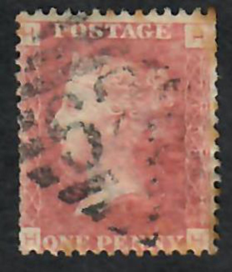 GREAT BRITAIN 1858 1d Red Plate 198 Letters HHHH. - 70198 - Used image 0