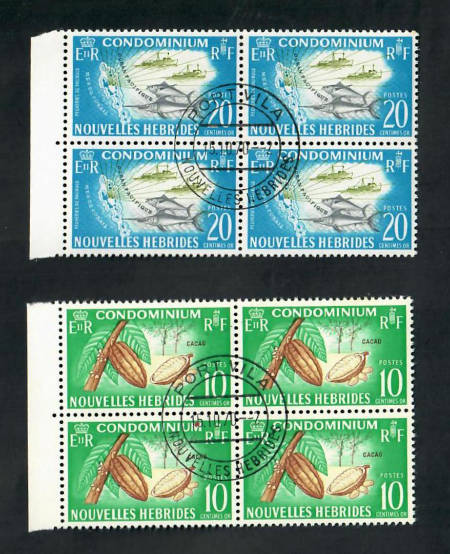NOUVELLES HEBRIDES 1963 Definitives. The 10c and 20c both in nice blocks. Excellent PORT VILA postmark. - 20214 - VFU image 0