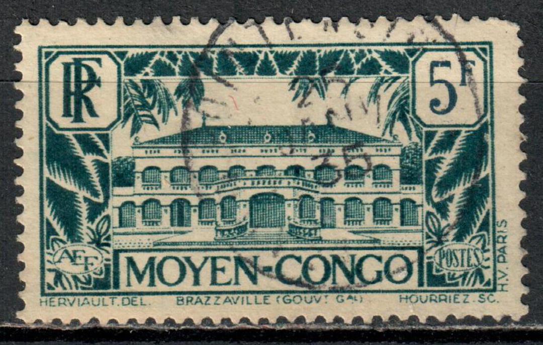 MIDDLE CONGO 1933 Definitive 5fr Black on Blackish Blue. - 72326 - FU image 0
