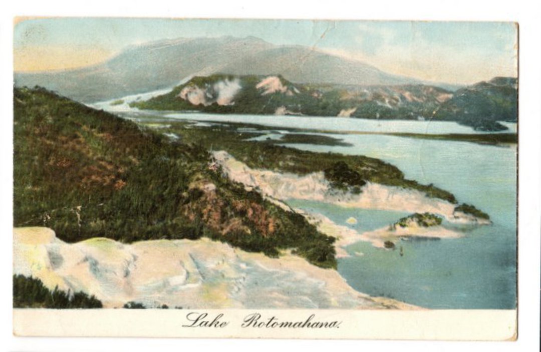 Coloured postcard of Lake Rotomahana. - 245924 - Postcard image 0