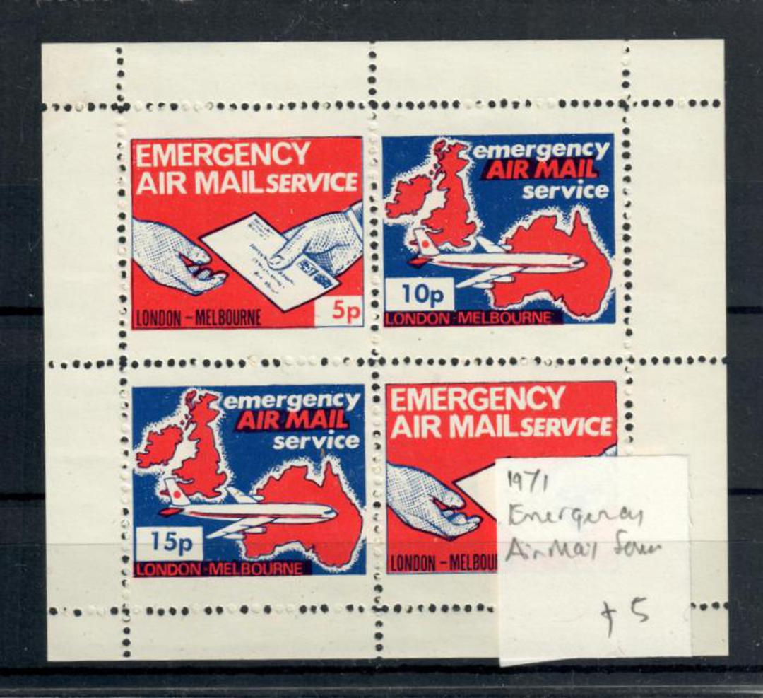 GREAT BRITAIN 1971 Emergency Mail miniature sheet. - 20386 - UHM image 0