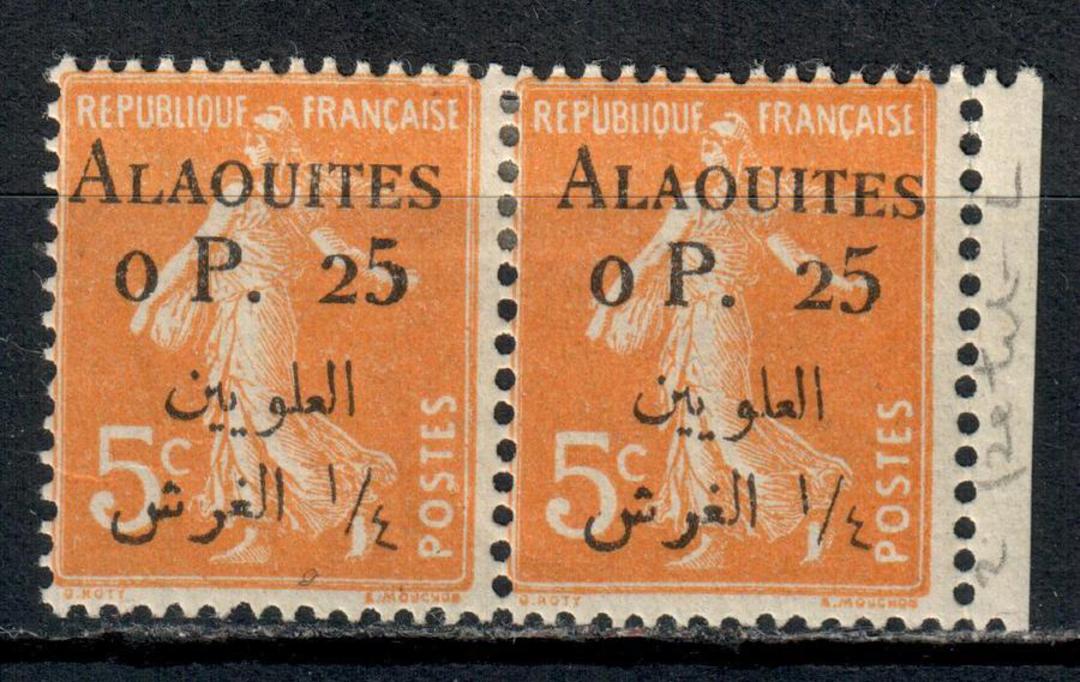 ALAOUITES 1925 Definitive 0p25 on 5c Orange. Pair one with the small L. - 11002 - Mint image 0