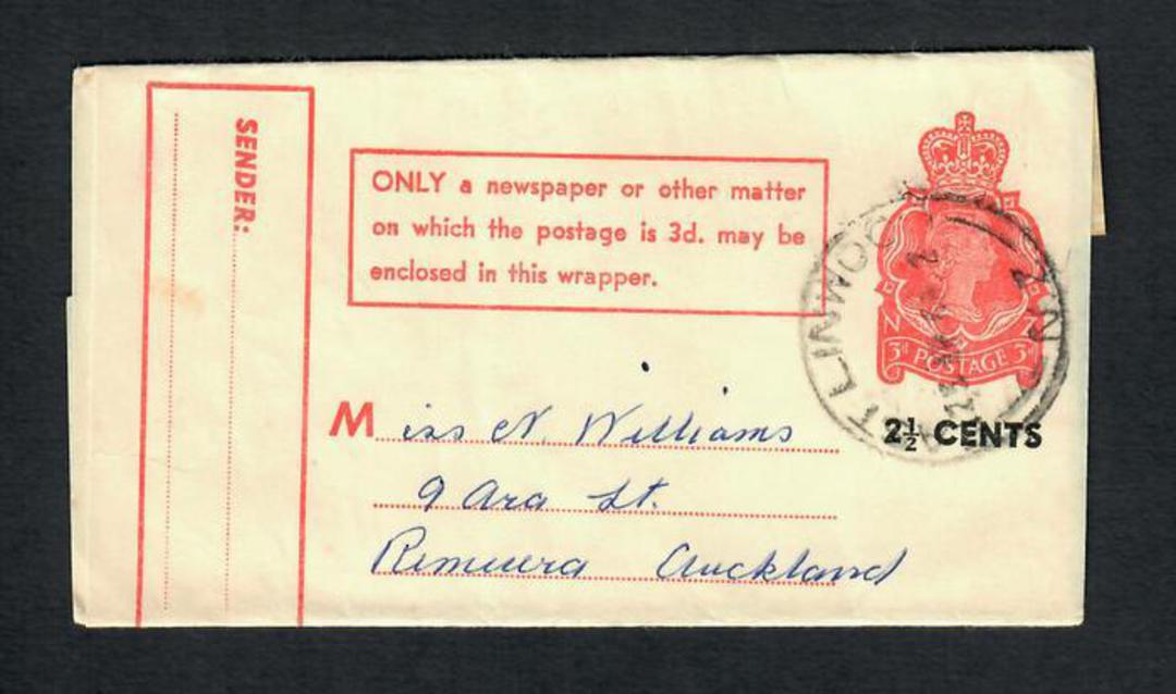 NEW ZEALAND 1968 Newspaper Wrapper 3d Red overprinted 2½c. Posted from Linwood to Wellington. - 31528 - PostalHist image 0