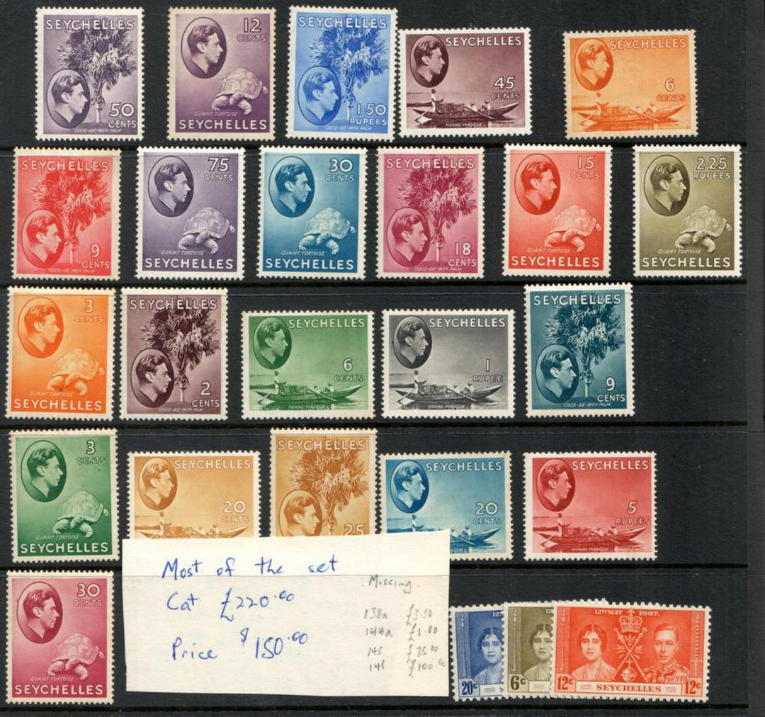 SEYCHELLES Selection of George 6th first definitives. Most of the set. Excludes 138a 144a 145 146. - 50036 - Mint image 0