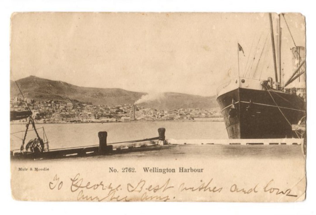 Early Undivided postcard of Wellington Harbour. Ship. - 47796 - PcardFault image 0