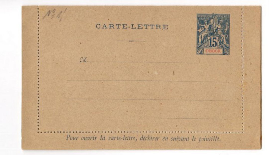 OBOCK 1892 Carte-Lettre 15c Blue. Unused. - 38153 - PostalHist image 0