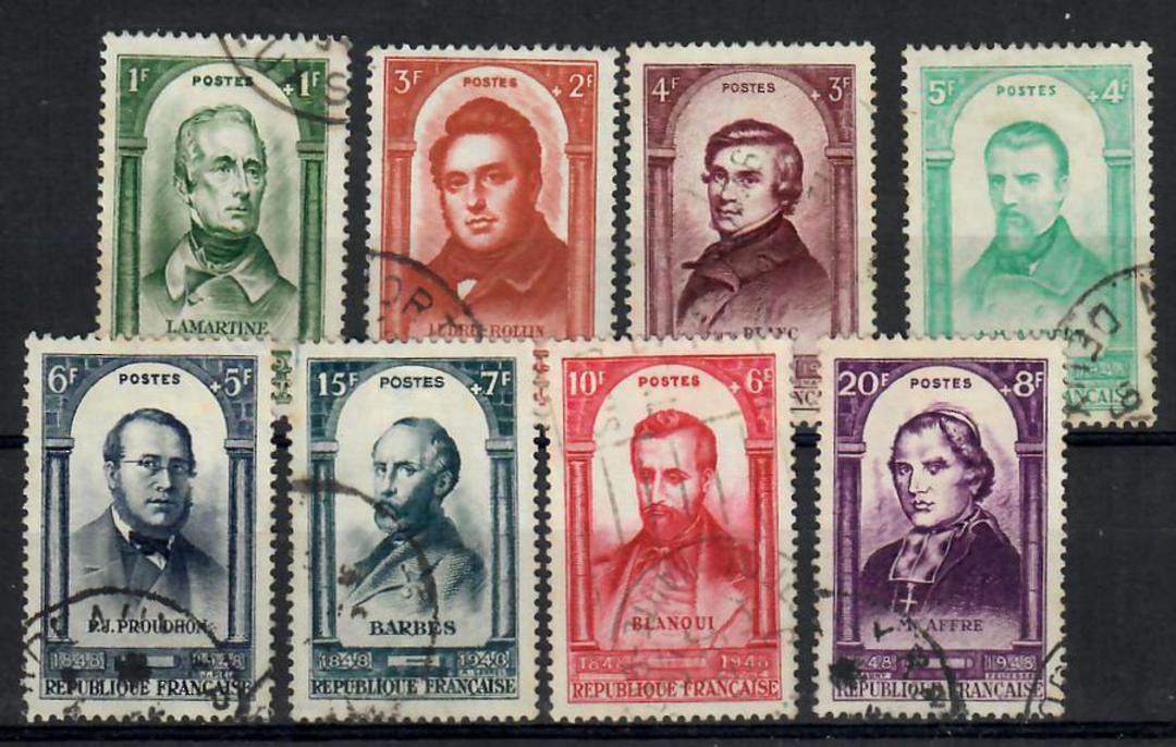 FRANCE 1948 National Relief Fund. Centenary of the 1848 Revolution. Set of 8. - 23710 - VFU image 0