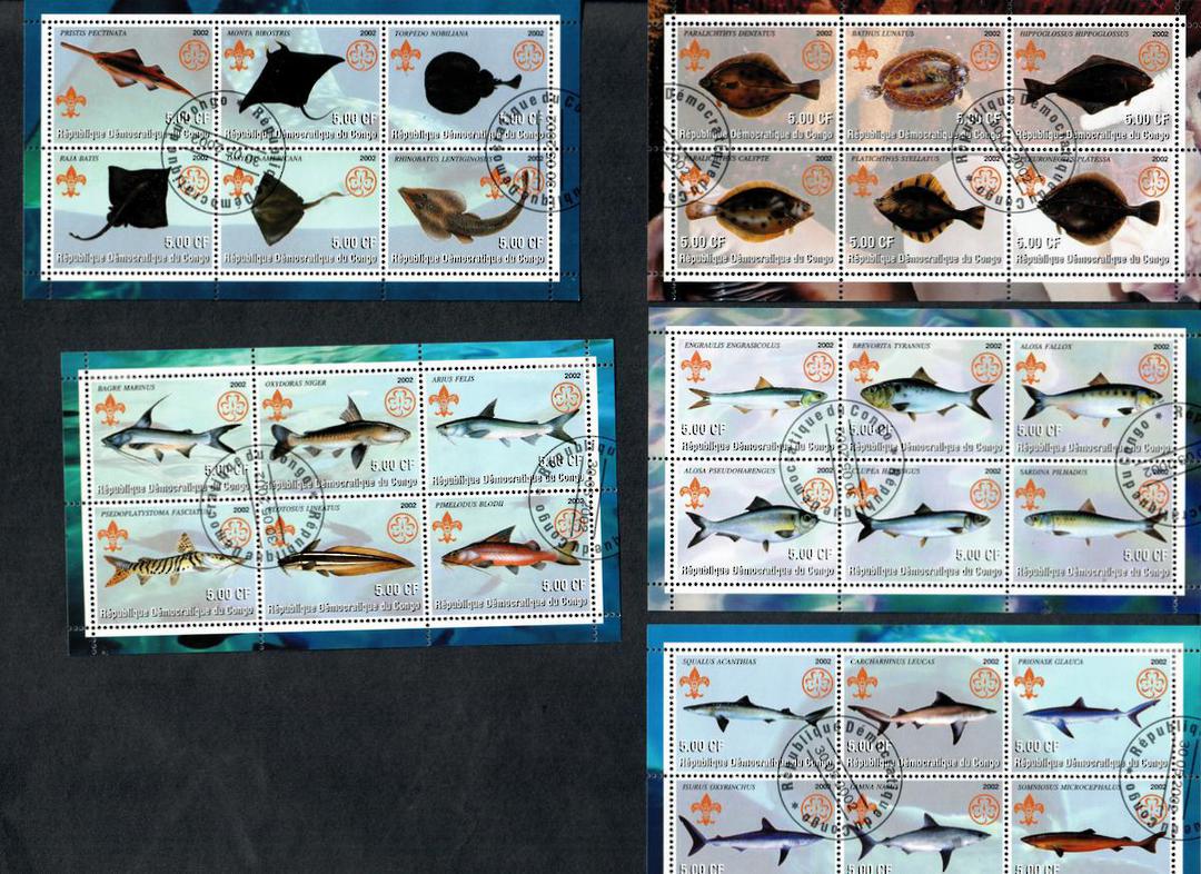 CONGO 2006 Fish. 5 miniature sheets. - 53258 - CTO image 0
