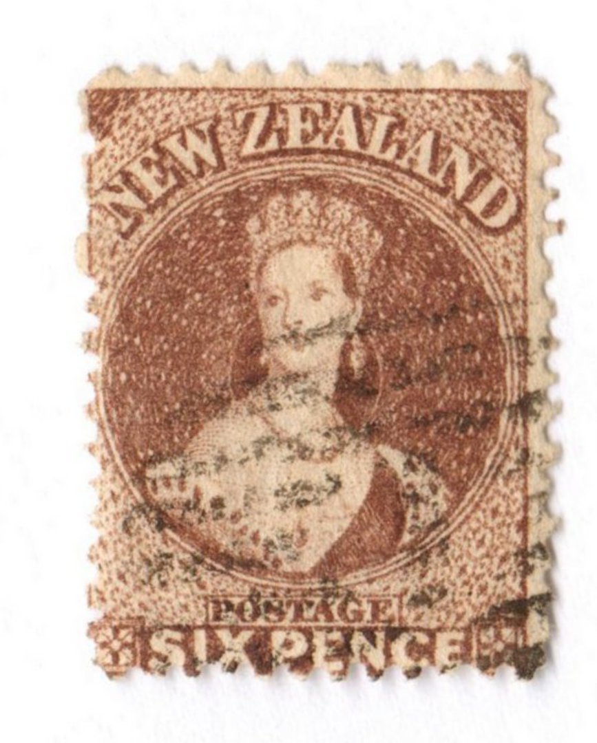 NEW ZEALAND 1862 Full Face Queen 6d Brown. Perf 12½ at Auckland. - 39287 - Used image 0