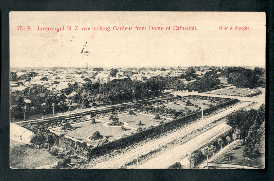Postcard of Invercargill overlooking Gardens from the Dome of the Cathedral. - 49389 - Postcard image 0