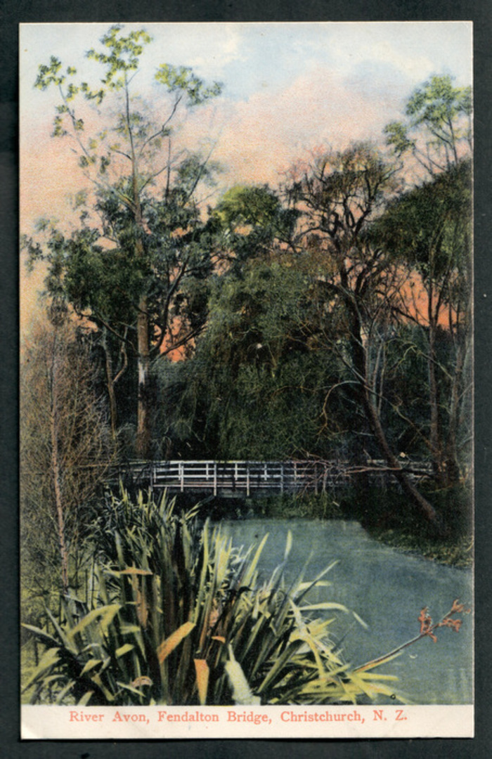 Coloured Postcard of River Avon Fendalton Bridge. - 48371 - Postcard image 0