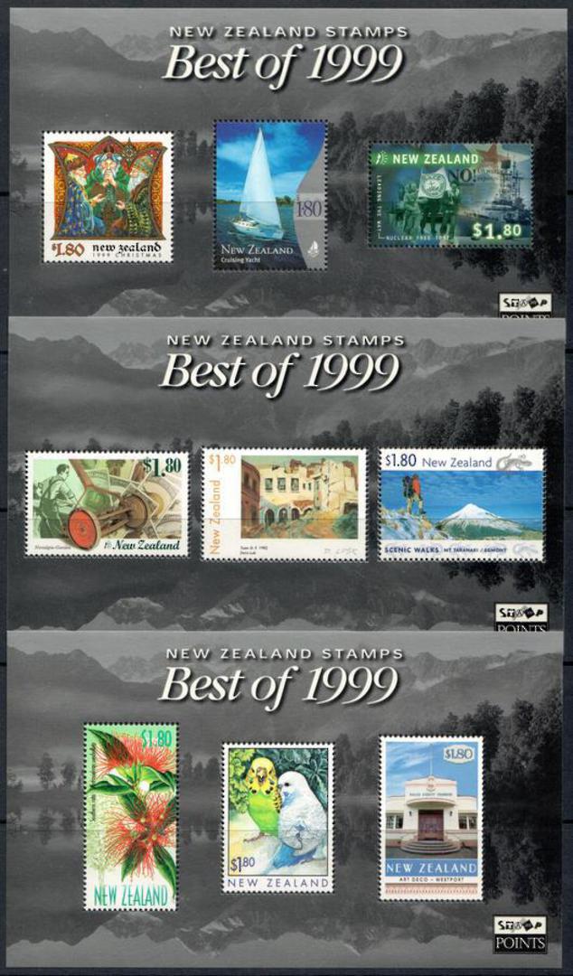 NEW ZEALAND 1999 Best of 1999 stamp points folder. Three miniature sheets. - 131463 - UHM image 0