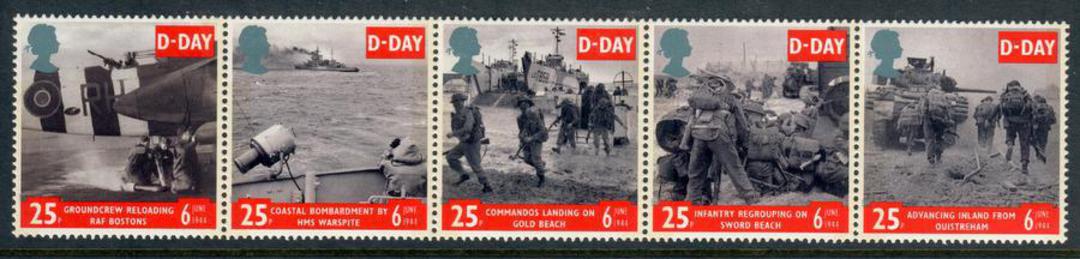GREAT BRITAIN 1994 50th Anniversary of D-Day. Strip of 5. - 50769 - UHM image 0