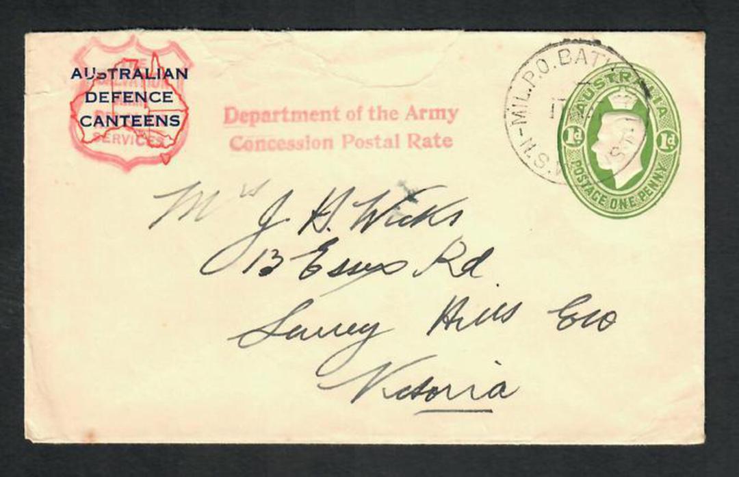 AUSTRALIA 1941 Cover from Australian Defence Canteens. Postmark MIL PO BATHURST. Cachet "Department of the Army Concession Posta image 0