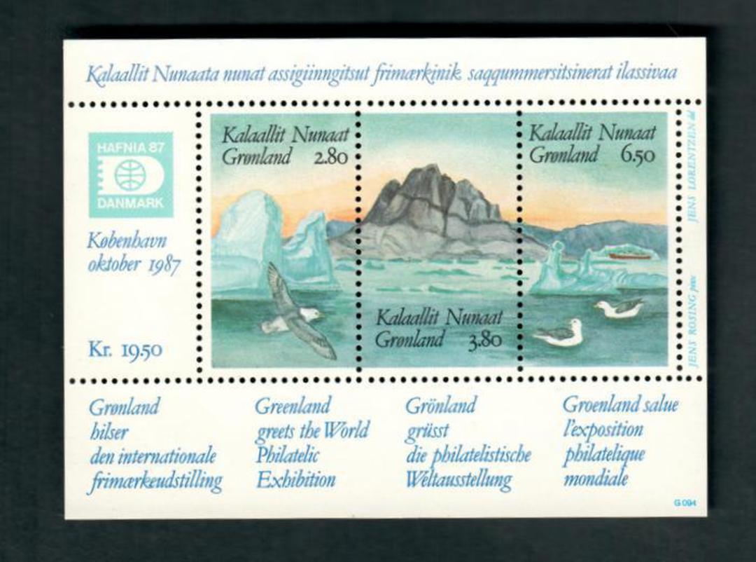 GREENLAND 1987 Hafnia '87 International Stamp Exhibition. First series. Miniature sheet. - 52466 - UHM image 0