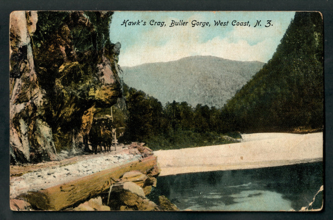 Coloured Postcard by Tanner of Hawks Crag Buller Gorge. - 48779 - Postcard image 0