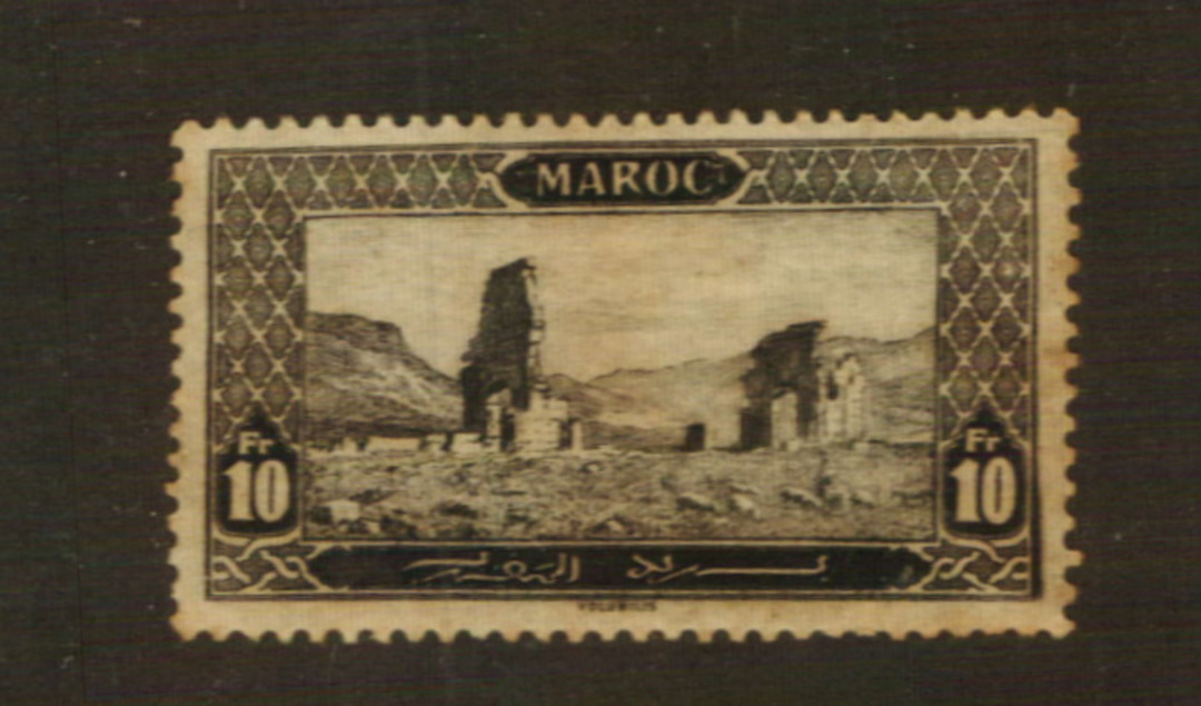 FRENCH MOROCCO 1917 Definitive 10fr Black-Brown. Extensive toning in the gum. Therefore MNG. - 76412 - MNG image 0
