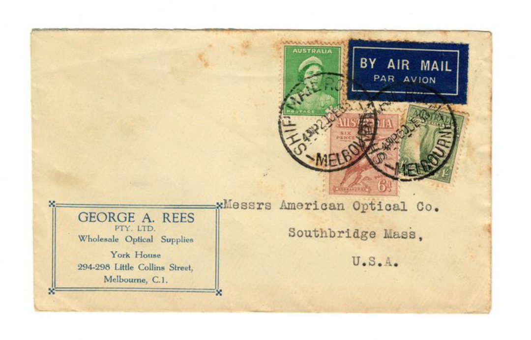 AUSTRALIA 1933 Airmail Letter to USA. - 37459 - PostalHist image 0