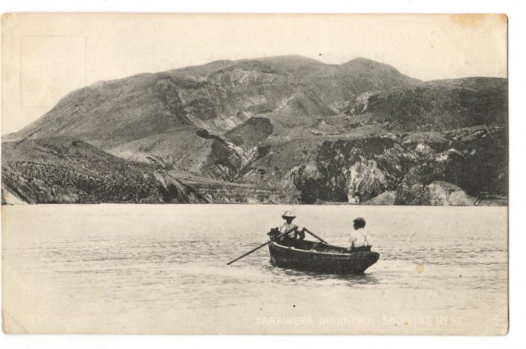 Postcard by Le Grice of Tarawera Mountain showing the rent. - 45931 - Postcard image 0