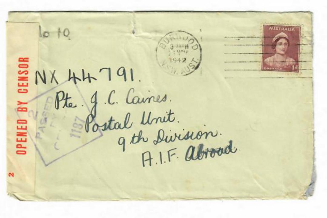 AUSTRALIA Letter to Postal Unit 9th Division AIF Abroad. Passed by Censor 1187. - 30220 - PostalHist image 0