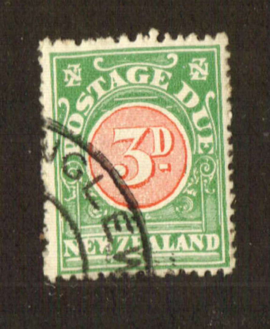 NEW ZEALAND 1902 Postage Due 3d Red and Green. Lovely copy. - 74710 - VFU image 0