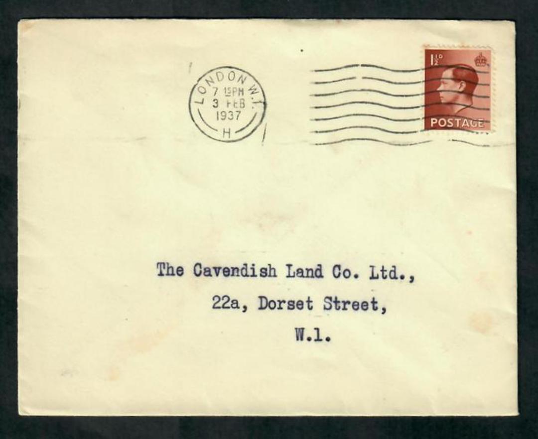 GREAT BRITAIN 1937 Internal Letter 1½d Edward 8th. - 31779 - PostalHist image 0