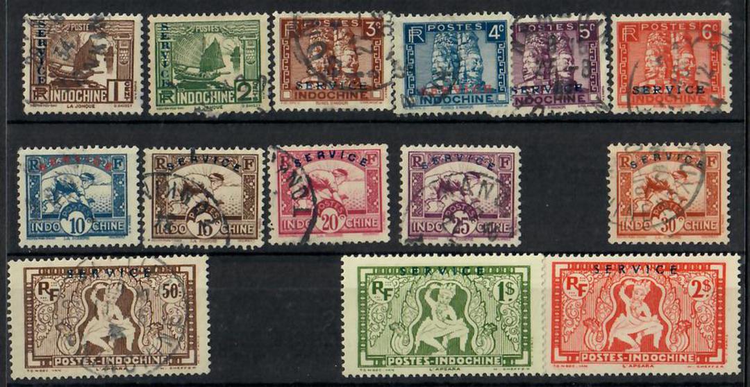 INDO-CHINA 1933 Official. Set of 16. The three top values are fine mint including the $1 Bright Green (cv £55) AND $2 Scarlet (£ image 0