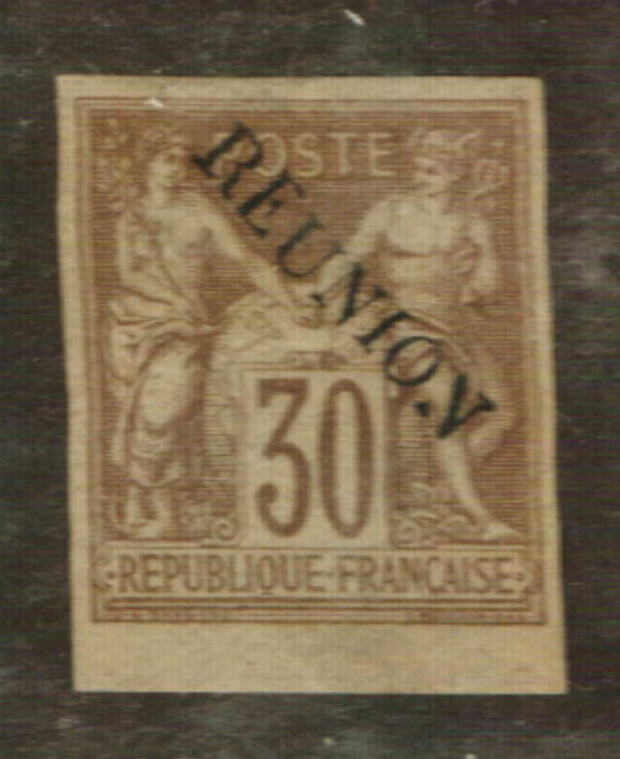 REUNION 1891 Definitive Surcharge 30c Cinnamon. Fine mint copy. Four clear margins. No Hinge remains. - 76452 - LHM image 0