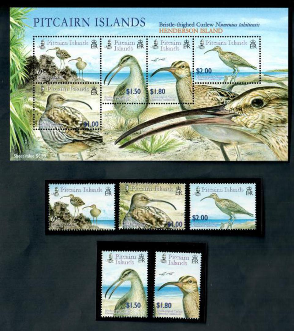 PITCAIRN ISLANDS 2005 Bristle-Thighed Curlew. Set of 5 and miniature sheet. - 50171 - UHM image 0