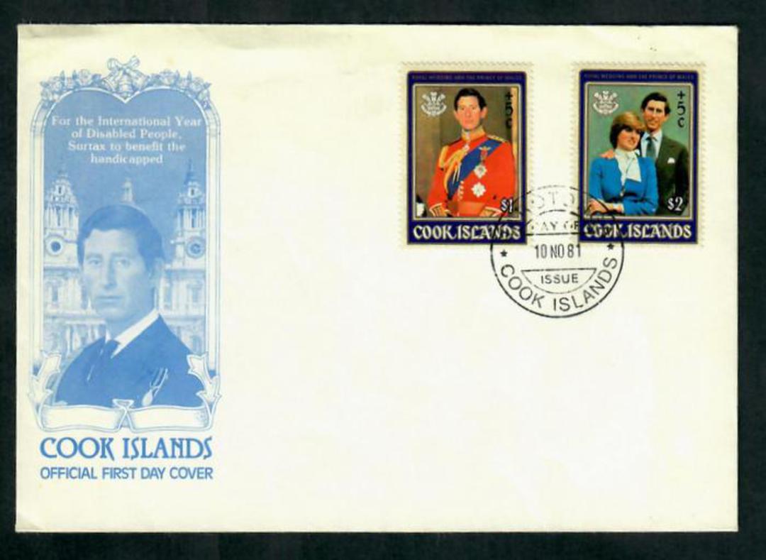 COOK ISLANDS 1981 Royal Wedding of Prince Charles and Lady Diana Spencer. Set of 2 on first day cover. - 31624 - FDC image 0