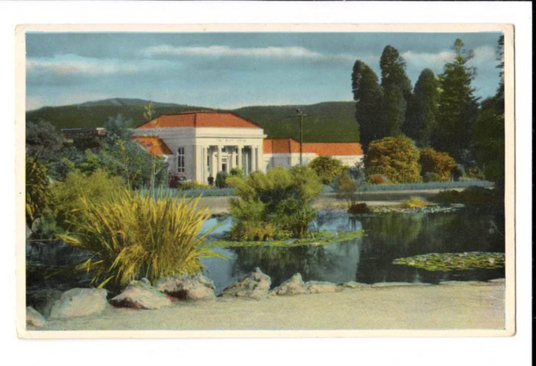 Coloured postcard by Reed of the Ward Baths Rotorua. - 46179 - Postcard image 0
