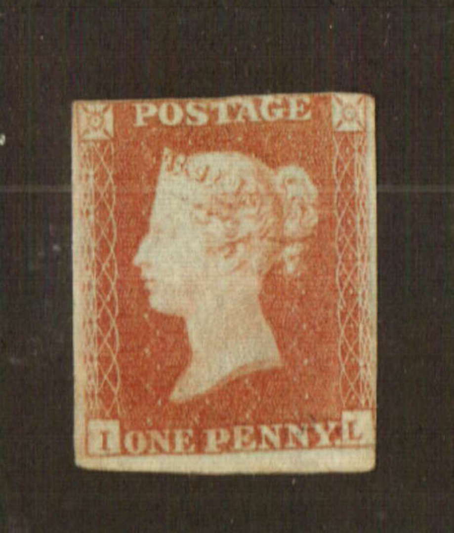 GREAT BRITAIN 1841 1d Lake-Red imperf on "more or less" blued paper. Definitely the correct shade. Letters IL. Full gum. Full ma image 0