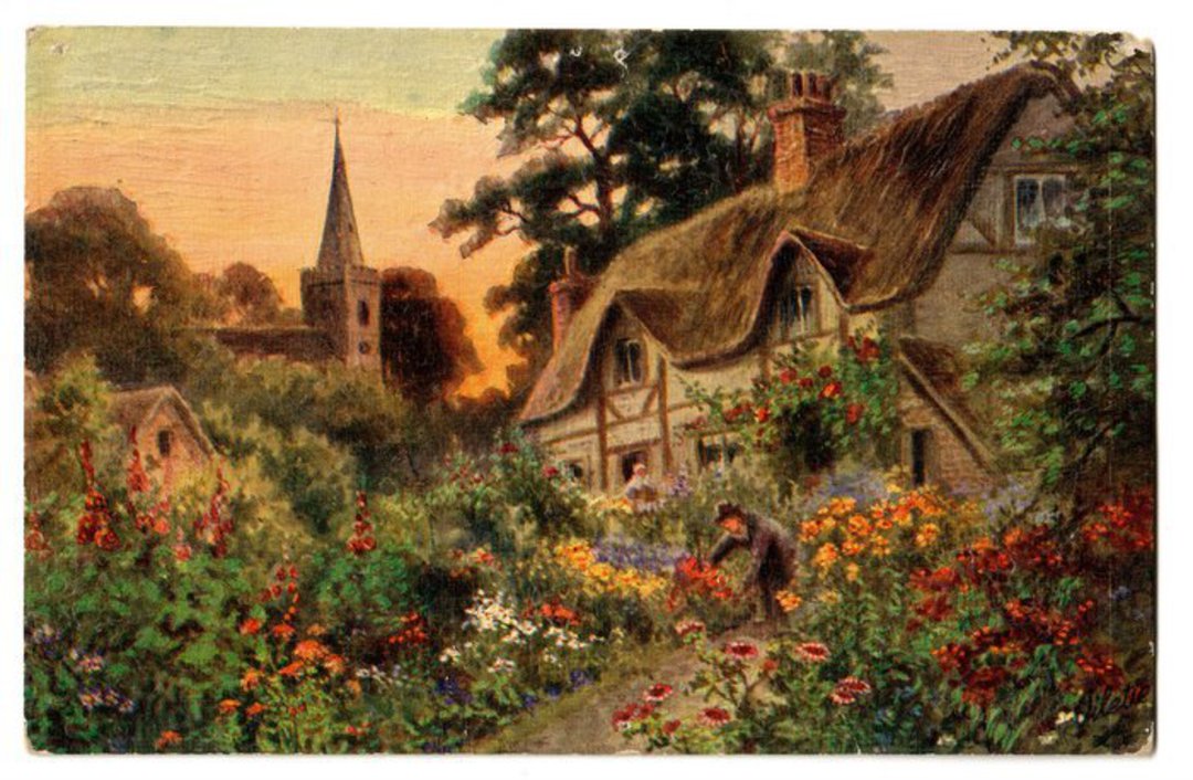 Tuck art card. A Cottage Garden. - 43780 - Postcard image 0