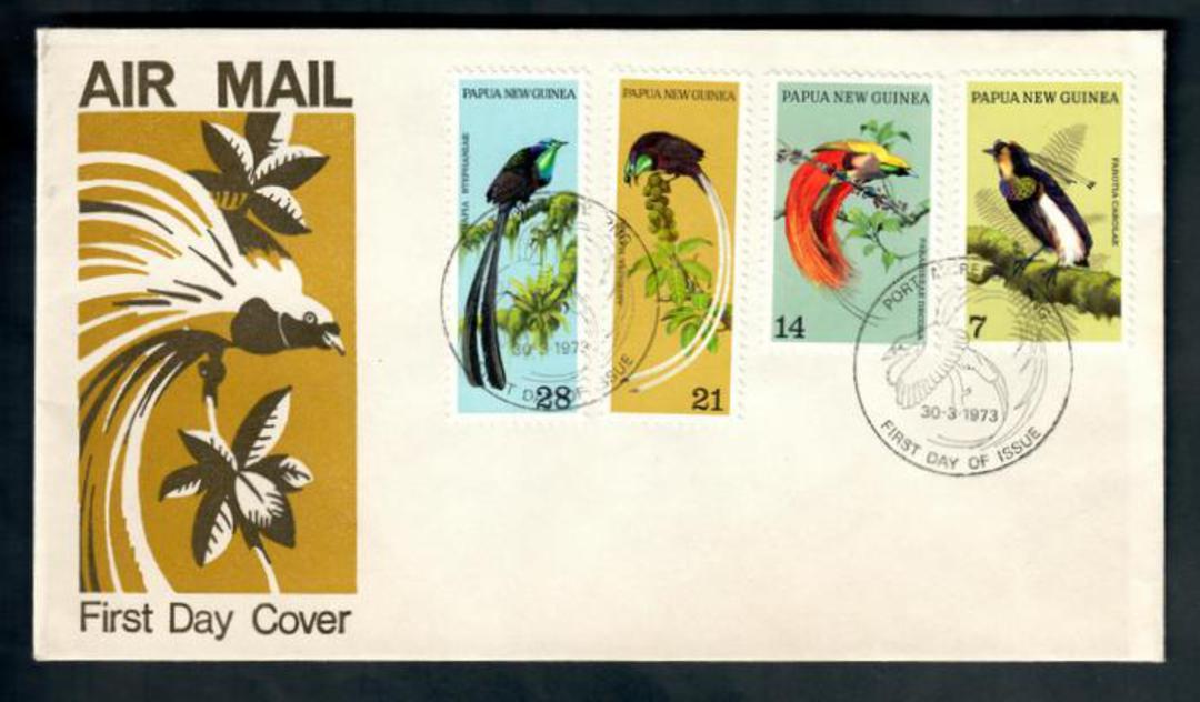 PAPUA NEW GUINEA 1973 Birds of Paradise. Set of 4 on first day cover. - 50154 - FDC image 0